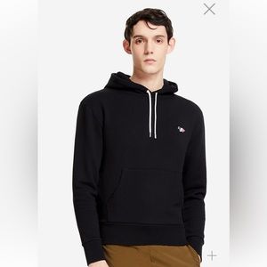 Maison Kitsune Tricolor Fox Logo Patch Black Hoodie XL
